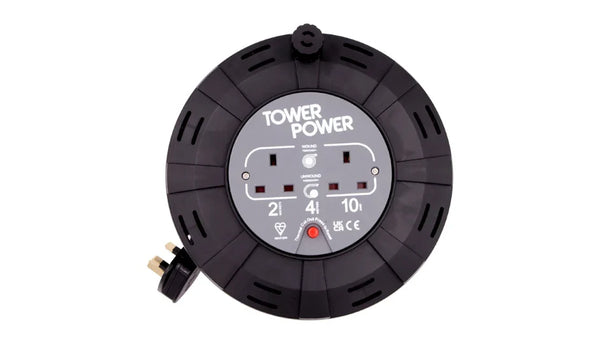 Tower TP10412 2 Socket 4 Metre 10 Amp Cable Reel Cassette