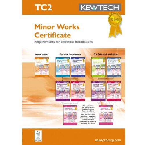 Kewtech Minor Works Certificate Pad