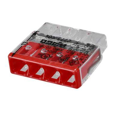 Wago 2773-404 Compact Connector 4 Way Terminal Block Red (Pack of 80)