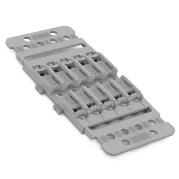 Wago 221-2505 Grey 5 Way Mounting Carrier With Strain Relief