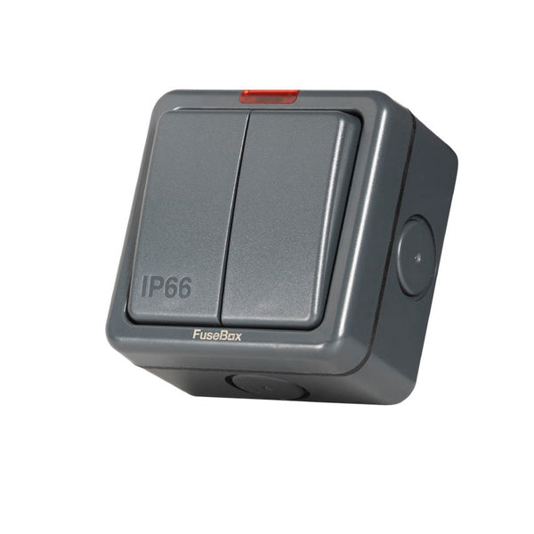 Fusebox W2G2WS 2 Gang 2 Way Neon Switch IP66