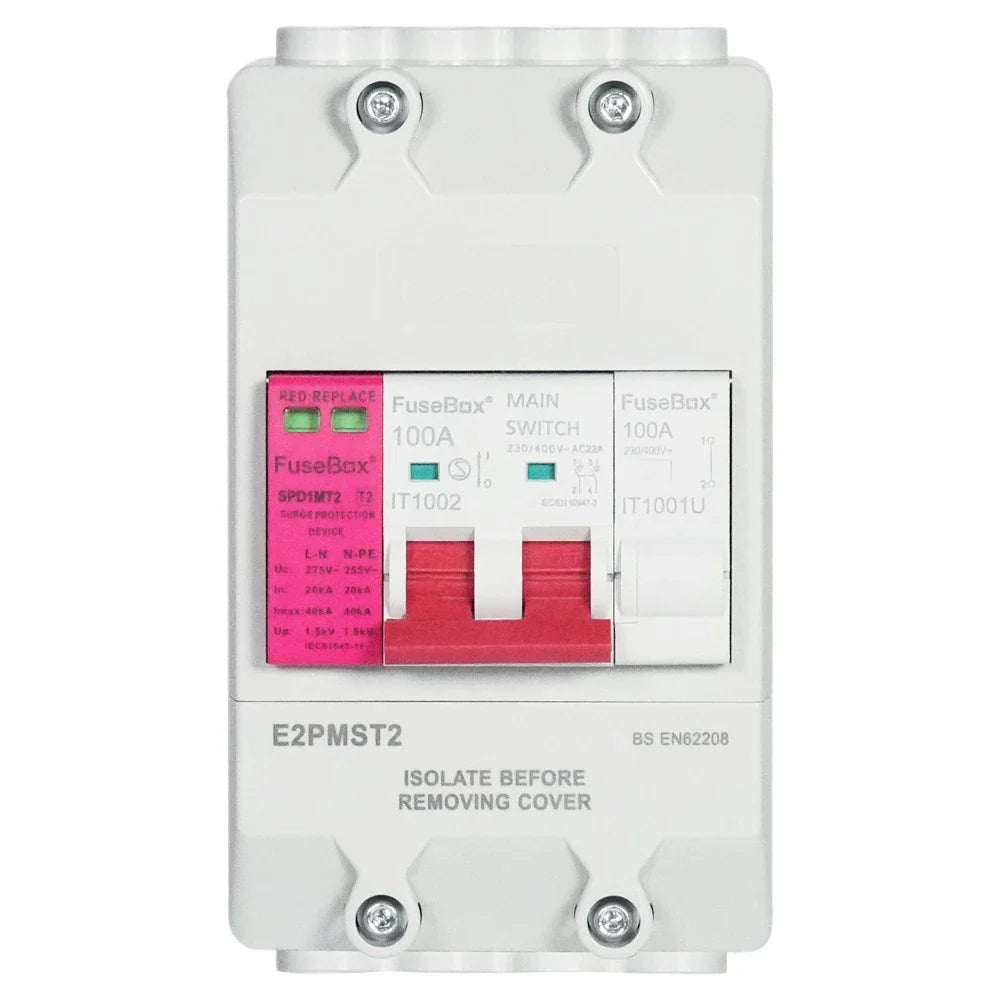 Fusebox E2PMST2 100A Electricity Meter Isolator Switch with Surge Protection