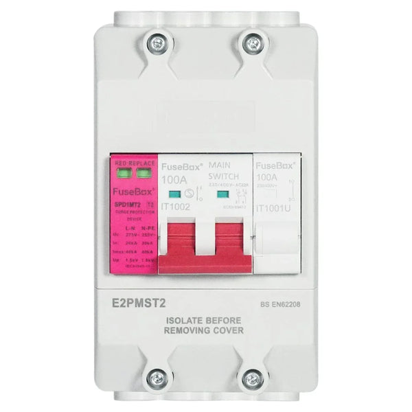 Fusebox E2PMST2 100A Electricity Meter Isolator Switch with Surge Protection
