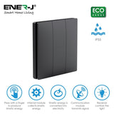 Enerj WS1052XB Eco Range 3 Gang Wireless Kinetic Switch Black