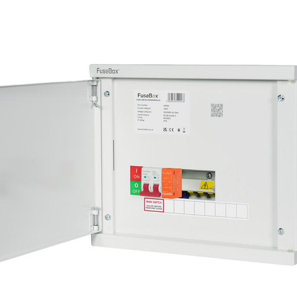 FuseBox HSP07Z 7 Way SP&N Horizontal Distribution Board c/w Main Switch & SPD