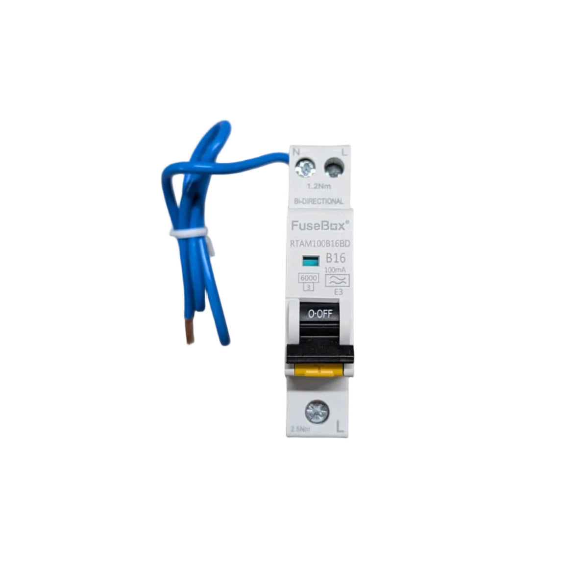 FuseBox Bidirectional Mini RCBO B Curve 6kA 100mA Type A