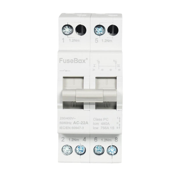 FuseBox CSD2P063 63A 2 Pole AC Changeover Switch Din Rail Mounted