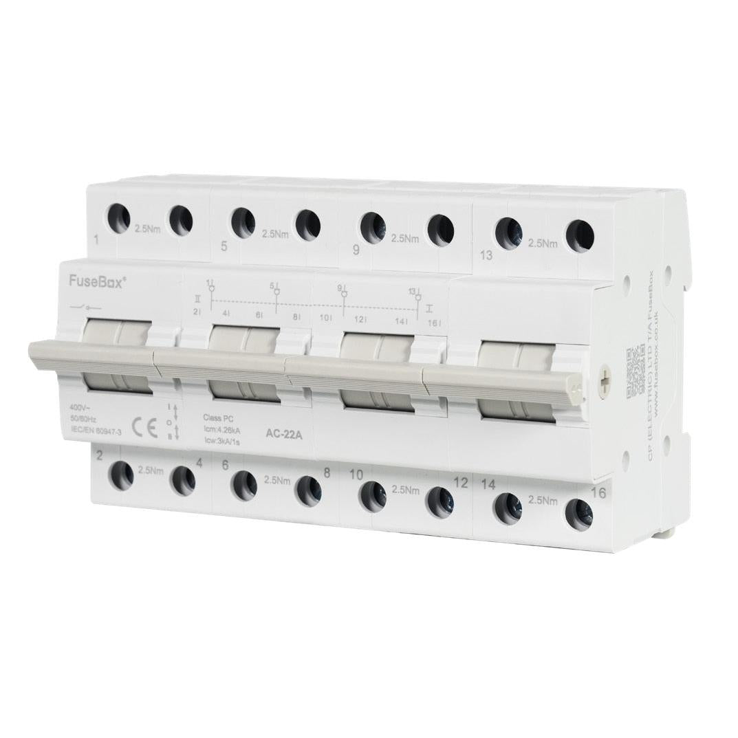 FuseBox CSD4P100 100A 4 Pole AC Changeover Switch Din Rail Mounted