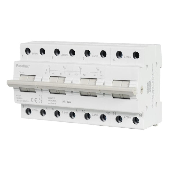 FuseBox CSD4P100 100A 4 Pole AC Changeover Switch Din Rail Mounted