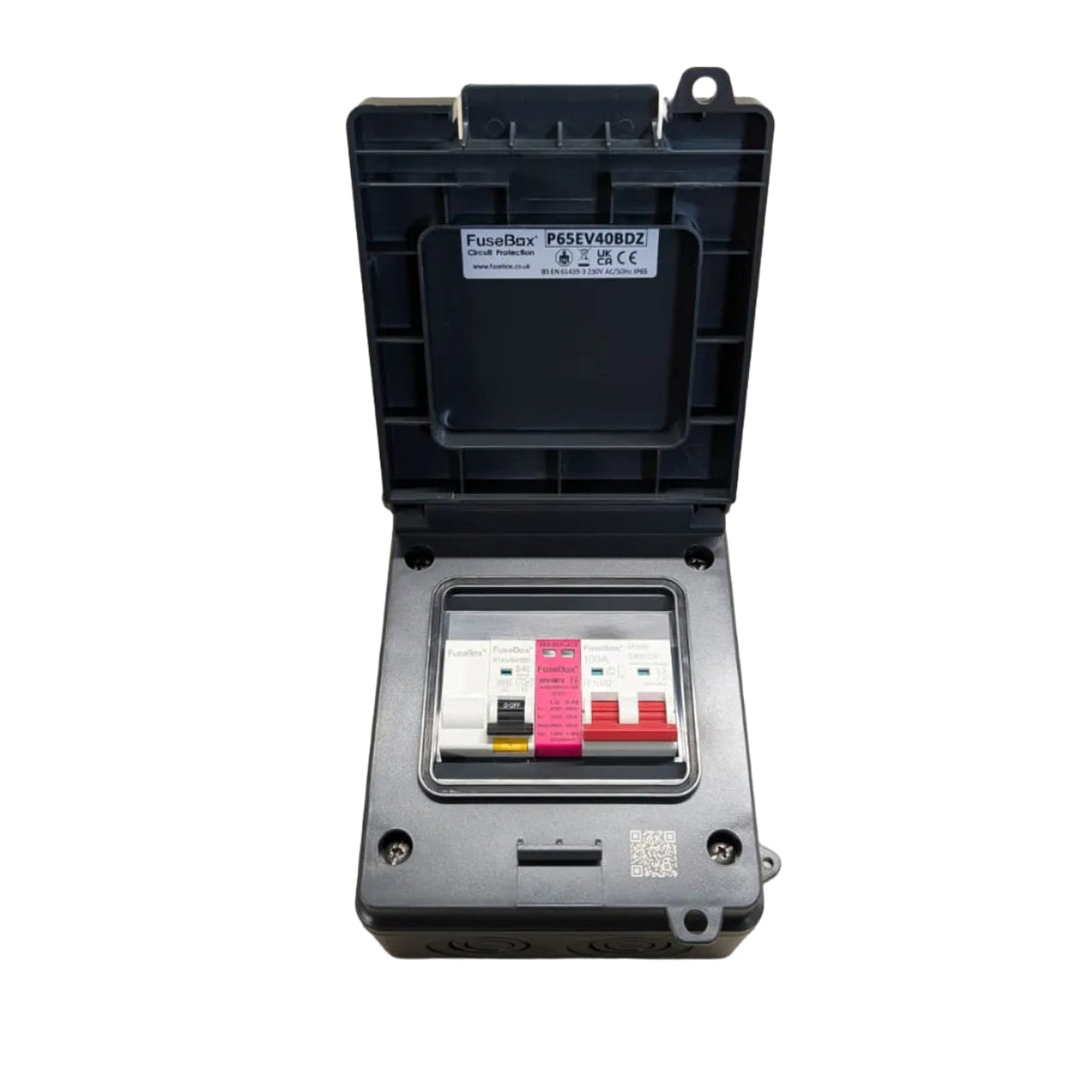 FuseBox P65EV40BDZ IP65 ABS EV Charger Supply Unit with 100A Main Switch, 40A Bi-Directional RCBO and T2 SPD