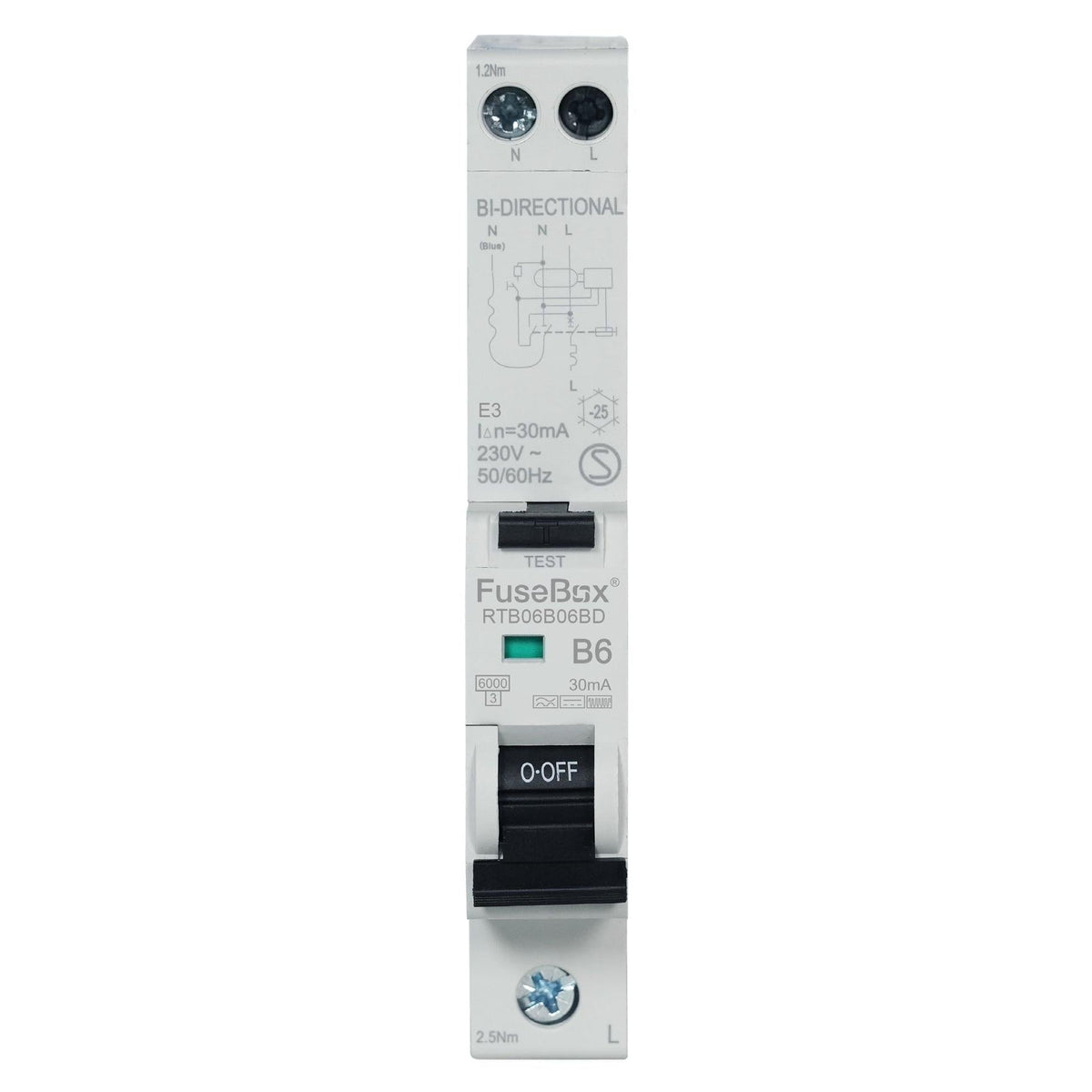 FuseBox RCBO B Curve 6kA 30mA Type B