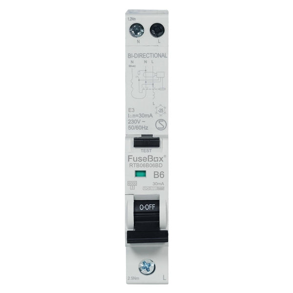 FuseBox RCBO B Curve 6kA 30mA Type B