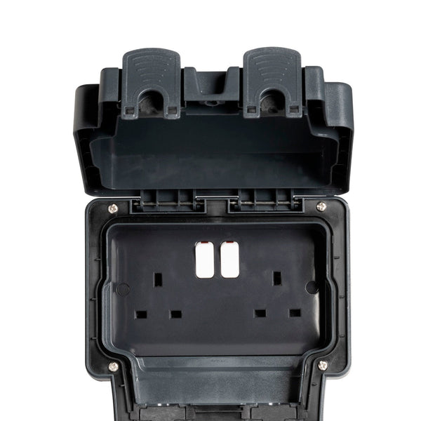 Fusebox WS2G2P 2 Gang 13A Switched Socket DP IP66 Grey