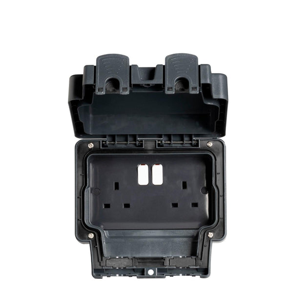 Fusebox WS2G2P 2 Gang 13A Switched Socket DP IP66 Grey