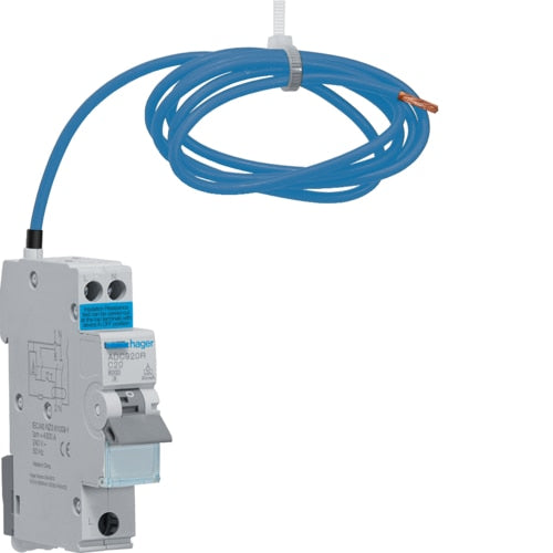 Interruptor Diferencial (RCBO) Hager ADN140 40A Curva B - 1 Polo, 30mA, Blanco, USADO