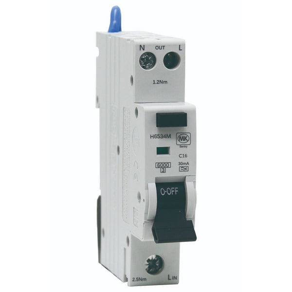 MK Sentry Mini Type A RCBO C Curve 6kA 30mA