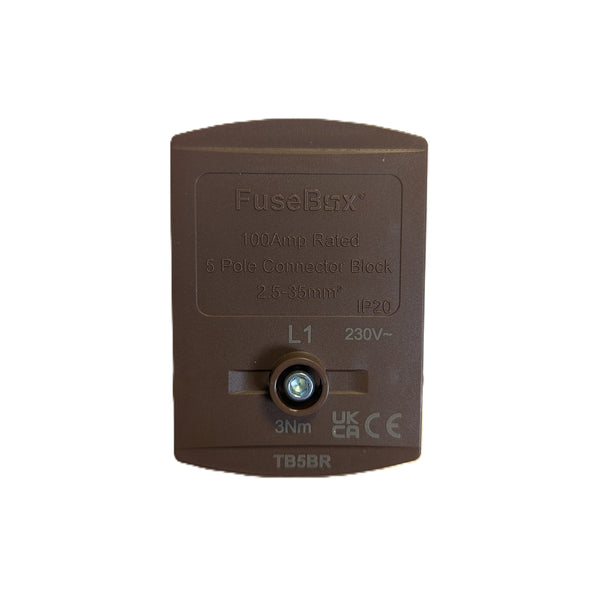 Fusebox TB5BR 100A Single Pole Connector Block Brown