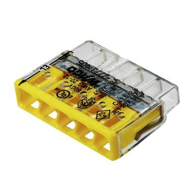 Wago Compact Splicing Connector, 5-Conductor, AWG, Yellow, 10 Pack (Wago  2773-405/996-010)