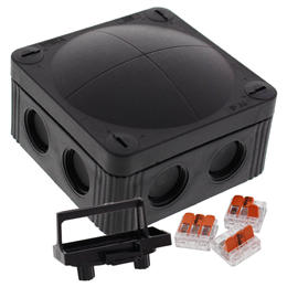 Wiska COMBI 308 PVC Adaptable Box with Wagos Black IP66